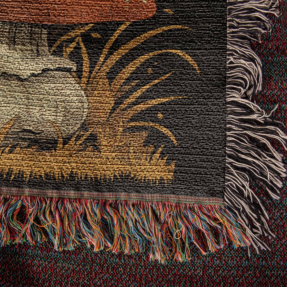 Retro 70s Style Red Mushroom Woven Blanket